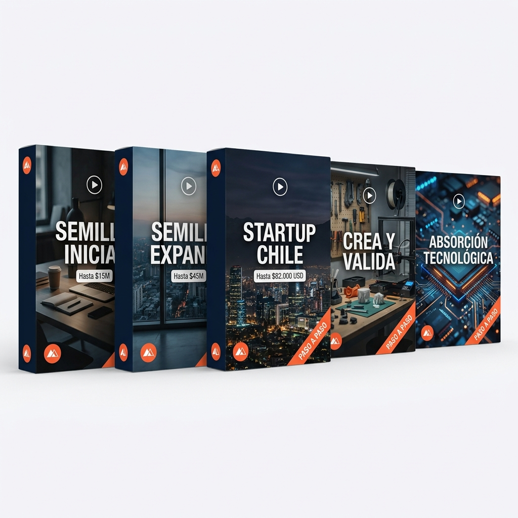 Set de guías paso a paso: Semilla Inicia, Semilla Expande, Startup Chile, Crea y Valida y Absorción Tecnológica